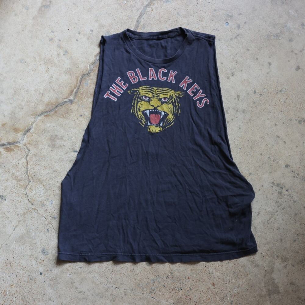 The Black Keys Graphic Band Tee Sleeveless Muscle Tank Faded Black M 100% Cotton